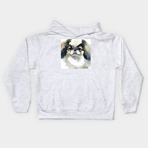 Japanese Chin Watercolor - Dog Lover Gifts Kids Hoodie by Edd Paint Something